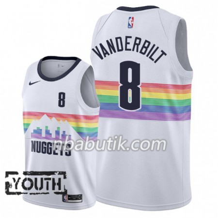 NBA Børn Trøje Denver Nuggets Jarred Vanderbilt 8 2018-19 Nike City Edition Hvid Swingman